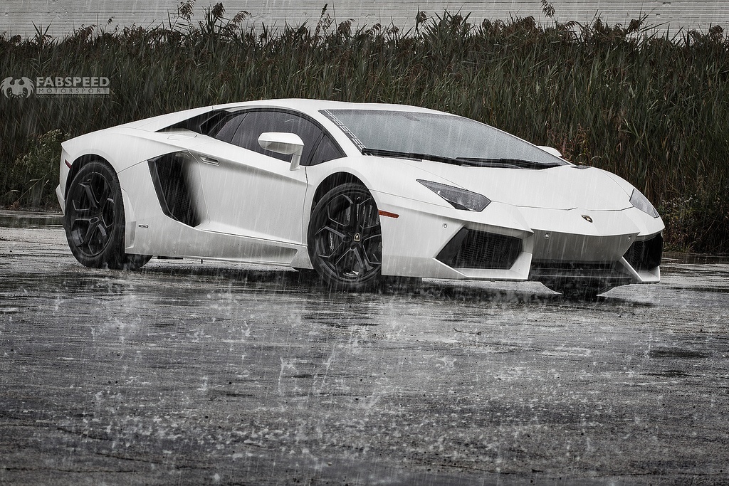 White Lamborghini Aventador